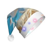 UFhgjjb Looking up at the sky Rabbit Print LED Christmas Hat for Adults - Festive Santa Hat , Plush Unisex Holiday Headwear for Christmas New Year