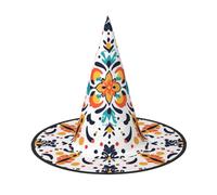 UFhgjjb Lot de 2 chapeaux de sorcière d'Halloween - Fleur de Damas avec imprimé complet pour décoration de fête, cosplay, jeu de rôle, festival, carnaval