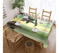 UFhgjjb Nappe rectangulaire avec imprimé palmier et rivage rocheux - Nappe de table de salle à manger pour les vacances, les fêtes, les pique-niques - Nappes décoratives de cuisine