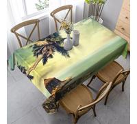 UFhgjjb Nappe rectangulaire avec imprimé palmier et rivage rocheux - Nappe de table de salle à manger pour l'intérieur et l'extérieur - Nappe durable pour fête de vacances