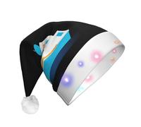 UFhgjjb Over the sea Print LED Christmas Hat for Adults - Festive Santa Hat - Plush Unisex Holiday Headwear for Christmas New Year