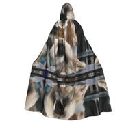 UFhgjjb Pékinois Chien Imprimé Halloween Cape à Capuche - Cape - Unisexe Adulte Cosplay Robe pour Sorcière, Jedi, Magicien