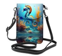 UFhgjjb Petit sac à main pour téléphone portable imprimé dragon volant - Sac portefeuille à bandoulière avec sangle réglable, parfait pour les voyages et un usage quotidien, Hippocampe corail des