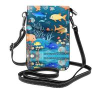 UFhgjjb Petit sac à main pour téléphone portable imprimé tempête foudre - Sac à bandoulière avec sangle réglable, parfait pour les voyages et un usage quotidien, Monde sous-marin bleu des poissons
