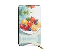 UFhgjjb Portefeuille en cuir imprimé champignons - Pochette légère à deux volets, plusieurs emplacements pour cartes et poche zippée pour pièces de monnaie, Plateau à fruits, Taille unique