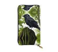 UFhgjjb Portefeuille en cuir imprimé fantôme - Pochette légère à deux volets, plusieurs emplacements pour cartes et poche zippée pour pièces de monnaie, Corbeaux sur l'arbre, Taille unique