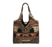UFhgjjb Rustic Lodge Bear Sac fourre-tout en toile avec imprimé ours - Sacs d'épicerie pour femmes, sacs de courses et de déménagement, plage, voyage, vie quotidienne, Ours rustique Lodge, Taille