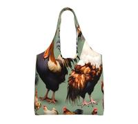 UFhgjjb Rustic Lodge Bear Sac fourre-tout en toile avec imprimé ours - Sacs d'épicerie pour femmes, sacs de courses et de déménagement, plage, voyage, vie quotidienne, Coq et poulet, Taille unique