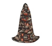UFhgjjb S Halloween Cape à capuche - Unisexe Dark Wind Motor City Print Cosplay Robe pour fêtes, carnavals, expositions de bande dessinée, et plus encore