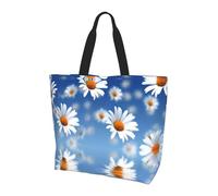 UFhgjjb Sac à bandoulière imprimé drapeau danois pour femme - Grand sac fourre-tout réutilisable, sac de rangement pour le shopping, accessoires de la vie quotidienne, Marguerites blanches, Taille