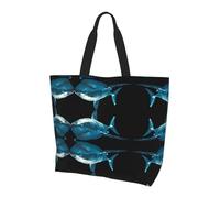 UFhgjjb Sac à bandoulière imprimé drapeau de la République de Corée pour femme - Grand sac fourre-tout réutilisable, sac de rangement pour le shopping, accessoires de la vie quotidienne, Requin bleu