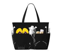 UFhgjjb Sac fourre-tout de grande capacité - Imprimé notes de musique - Sac de plage avec plusieurs poches pour les vacances, le camping, les croisières, Rose monochrome, Taille unique