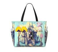 UFhgjjb Sac fourre-tout de grande capacité - Labyrinthe Treasure Map Print Travel Beach Bag avec plusieurs poches pour les vacances, le camping, les croisières, Château de conte de fées, Taille unique