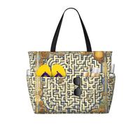 UFhgjjb Sac fourre-tout de grande capacité - Labyrinthe Treasure Map Print Travel Beach Bag avec plusieurs poches pour les vacances, le camping, les croisières, Carte au trésor du labyrinthe, Taille