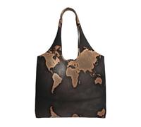 UFhgjjb Sacs fourre-tout en toile avec imprimé mouton - Sacs d'épicerie pour femmes, sacs de courses et de déménagement, voyage à la plage, vie quotidienne, Carte du monde rouillée, Taille unique