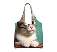 UFhgjjb Sacs fourre-tout HD en toile avec imprimé carpe rouge japonaise - Sacs d'épicerie pour femmes, sacs de courses et de déménagement, plage, voyage, vie quotidienne, Un chat curieux, Taille