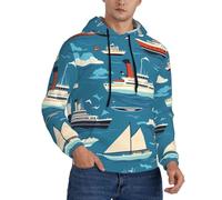 UFhgjjb Sweat à capuche pour homme - Motif transport maritime - Avec poche - Pour le quotidien, les voyages, les promenades, Noir , XL