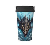 UFhgjjb Tasse à café isotherme avec imprimé dragon volant - 500 ml - Tasse de voyage double couche pour voiture, bureau, maison - Gobelet à thé