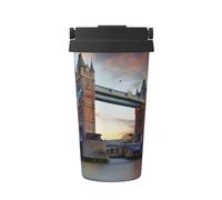 UFhgjjb Tasse à café isotherme avec imprimé historique Old Tower Bridge Londres - 500 ml - Double couche - Tasse de voyage pour voiture, bureau, maison - Gobelet à thé