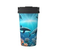 UFhgjjb Tasse à café isotherme « Whales Under The Sea » - 500 ml - Tasse de voyage double couche pour voiture, bureau, maison - Gobelet à thé