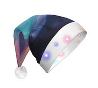 UFhgjjb The beauty of the aurora Print LED Christmas Hat for Adults - Festive Santa Hat - Plush Unisex Holiday Headwear for Christmas New Year