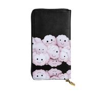 UFhgjjb The Dopamine Link Portefeuille en cuir imprimé - Pochette légère à deux volets, plusieurs emplacements pour cartes et poche zippée pour pièces de monnaie, Nuages souriants roses, Taille unique