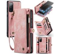 UFinetech 2 en 1 Coque Samsung Galaxy S20 FE Portefeuille Portable Design TPU Cuir Support Détachable Magnétique Flip Fermeture Fentes Carte Cordon Folio 2021 Étui Housse Samsung Galaxy S20 FE 5G Rose