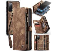 UFinetech 2 en 1 Coque Samsung Galaxy S20 FE Portefeuille Portable Design TPU Cuir Support Détachable Magnétique Flip Fermeture Fentes Carte Cordon Folio Étui Housse Samsung Galaxy S20 FE 5G Marron