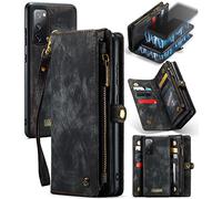 UFinetech 2 en 1 Coque Samsung Galaxy S20 FE Portefeuille Portable Design TPU Cuir Support Détachable Magnétique Flip Fermeture Fentes Carte Cordon Folio 2021 Étui Housse Samsung Galaxy S20 FE 5G Noir