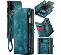 UFinetech 2 en 1 Coque Samsung Galaxy S20 Portable Design Portefeuille TPU Cuir Support Détachable Magnétique Flip Folio Fentes pour Cartes Fermeture Cordon 2021 Étui Housse Samsung Galaxy S20 5G Bleu
