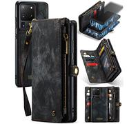 UFinetech 2 en 1 Coque Samsung Galaxy S20 Ultra Portefeuille Portable Design TPU Cuir Support Magnétique Détachable Flip Folio Fermeture Fentes Carte 2021 Étui Housse Samsung Galaxy S20 Ultra 5G Noir