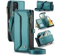 UFinetech Coque Portefeuille pour Samsung Galaxy A33 avec Protection RFID - Étui Antichoc Multifonction Galaxy A33 5G en Cuir PU, 10 Fentes pour Cartes, Support et Bandoulière Amovible, Bleu Vert