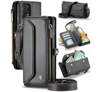 UFinetech Coque Portefeuille pour Samsung Galaxy A33 avec Protection RFID - Étui Antichoc Multifonction Galaxy A33 5G en Cuir PU, 10 Fentes pour Cartes, Support et Bandoulière Amovible, Noir