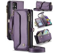 UFinetech Coque Portefeuille pour Samsung Galaxy A51 avec Protection RFID - Étui Antichoc Multifonction Galaxy A51 4G en Cuir PU, 10 Fentes pour Cartes, Support et Bandoulière Amovible, Violet