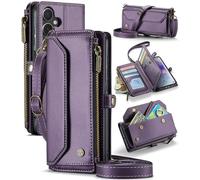 UFinetech Coque Portefeuille pour Samsung Galaxy A55 avec Protection RFID - Étui Antichoc Multifonction Galaxy A55 en Cuir PU, 10 Fentes pour Cartes, Support et Bandoulière Amovible, Violet