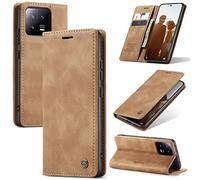 UFinetech Coque Xiaomi 13 avec Porte-Cartes, Support, Rabat Magnétique, Portefeuille, Mince, Doux, Antichoc, Anti-Rayures, Protecteur d'Appareil Photo - Élégant pour Hommes et Femmes, Marron