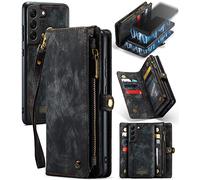 UFinetech Détachable Coque pour Samsung Galaxy S21 Portable Portefeuille Design TPU Cuir Support Cordon Magnétique Flip Fentes pour Cartes Fermeture 2 en 1 Folio Étui Housse Galaxy S21 5G 2021, Noir