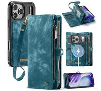UFinetech Étui Portefeuille Magnétique pour iPhone 17 Pro Max - Coque Détachable en Cuir Antichoc avec Blocage RFID, 8 Emplacements Cartes et Poche Zippée, Élégante et Pratique, Bleu
