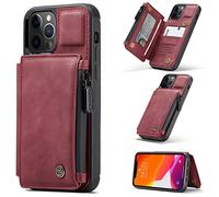 UFinetech Magnétique 2 en 1 Portefeuille Coque iPhone 12 Pro Max Portable Design TPU Cuir Support Carte Imperméable Fermeture éclair Blocage RFID Charge sans Fil Étui iPhone 12 Pro Max 6.7 2020 Luxe