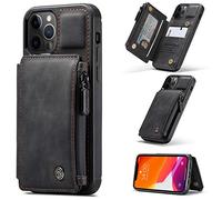 UFinetech Magnétique 2 en 1 Portefeuille Coque iPhone 12 Pro Max Portable Design TPU Cuir Support Carte Imperméable Fermeture éclair Blocage RFID Charge sans Fil Étui iPhone 12 Pro Max 6.7 2020 Luxe