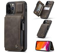 UFinetech Magnétique 2 en 1 Portefeuille Coque iPhone 12 Pro Max Portable Design TPU Cuir Support Carte Imperméable Fermeture éclair Blocage RFID Charge sans Fil Étui iPhone 12 Pro Max 6.7 2020 Luxe