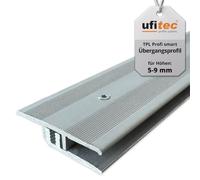 ufitec® Profi Smart Système de profilés pour sols en vinyle - adapté pour des épaisseurs de revêtement de 5-9 mm - ALU anodisé - ARGENT - (Profil de dilatation - Longueur : 100 cm, Argent)