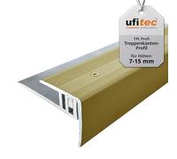 ufitec® TPL Profi profil de bord d'escalier pour parquets et sols stratifiés - Largeur de couverture: 28 mm - à deux pièces, vissable et adapté pour des hauteurs de revêtement de 7 à 16 mm
