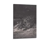 UFJWK55F99 1870 Gustave Dore Gravure Jésus Calming The Storm Poster décoratif sur toile Poster mural et impression d'art avec cadre 40 x 60 cm