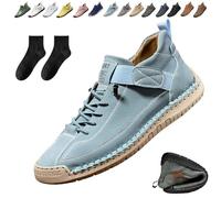 Ufladi Baskets orthopédiques confortables, 2026 nouvelles chaussures confortables en cuir faites à la main avec soutien de la voûte plantaire, bleu, 35.5 EU