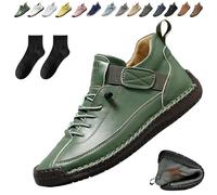 Ufladi Baskets orthopédiques confortables, 2026 nouvelles chaussures confortables en cuir faites à la main avec soutien de la voûte plantaire, vert militaire, 35.5 EU