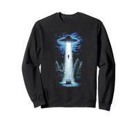 UFO Abduction Retro Sci-FI Alien Beam Scène de Nuit UFO Aliens Sweatshirt