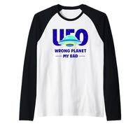 UFO Aficionado Soucoupe Volante rétro « Wrong Planet My Bad » Manche Raglan
