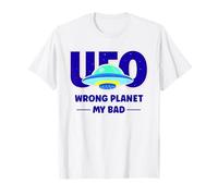 UFO Aficionado Soucoupe Volante rétro « Wrong Planet My Bad » T-Shirt