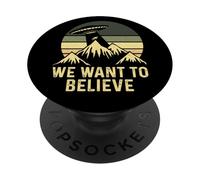 UFO Alien Abduction We Want to Believe Retro Style Drôle PopSockets PopGrip Adhésif